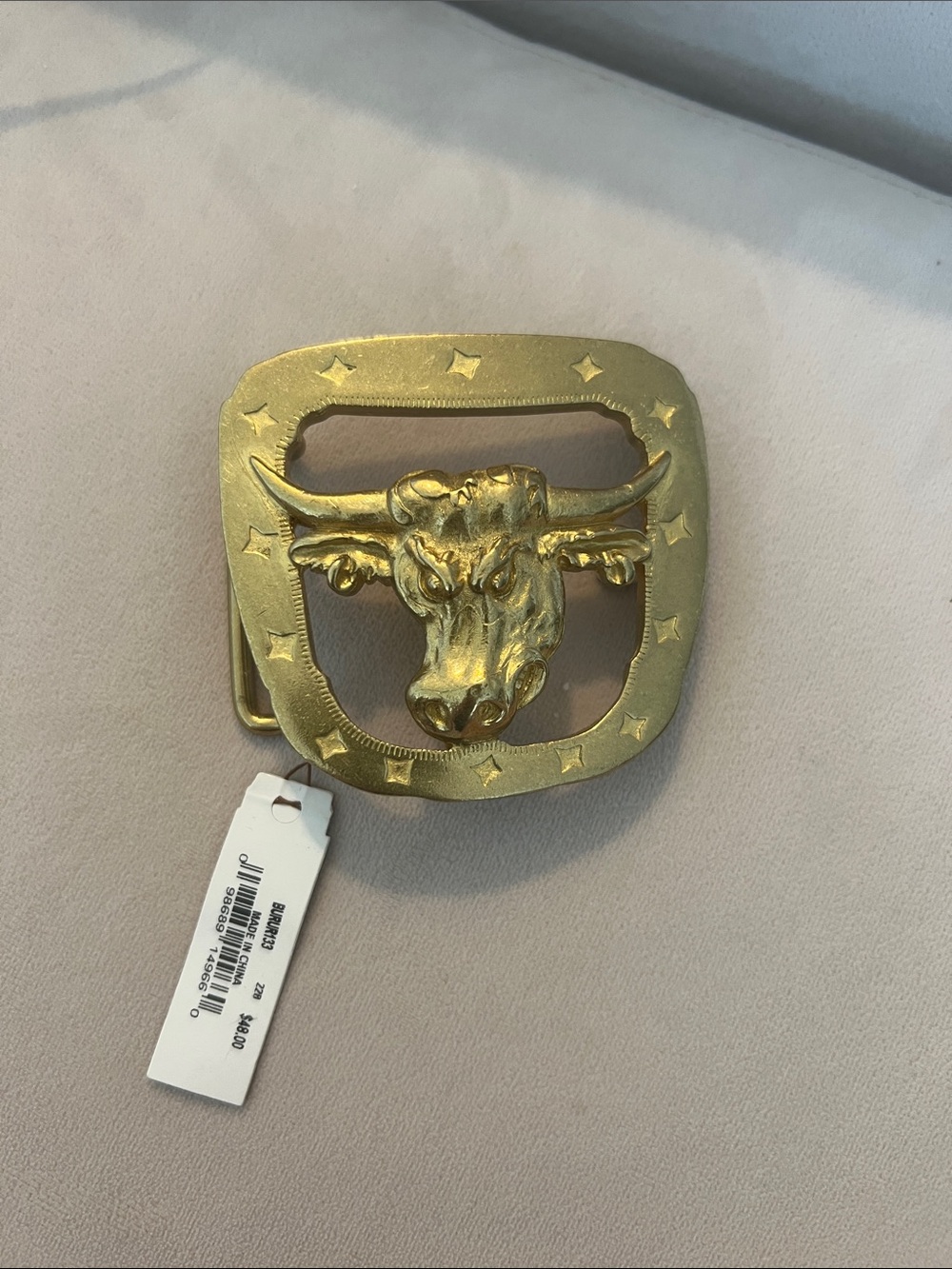 Lucky Brand Gold Longhorn Bull Belt Buckle